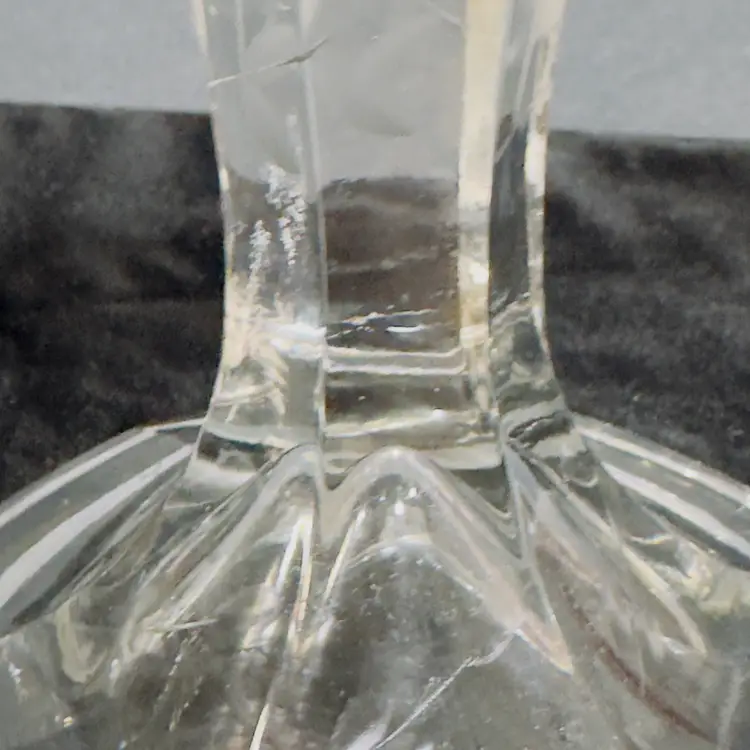 #1282 Vintage, Magnesium Etched Flower Clear Glass Candle Sticks 8" Tall 4.5W