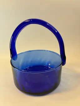 Cobalt Blue Round Glass Basket 5” X 7”