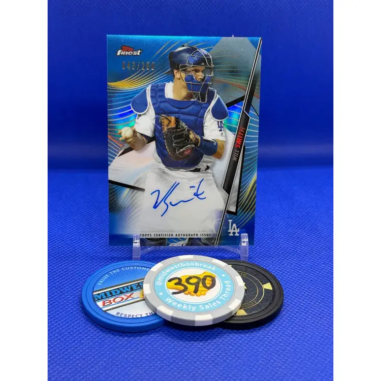 Will Smith - Topps Finest 2020 - Los Angeles Dodgers - On-card AUTO Blue Parallel /150