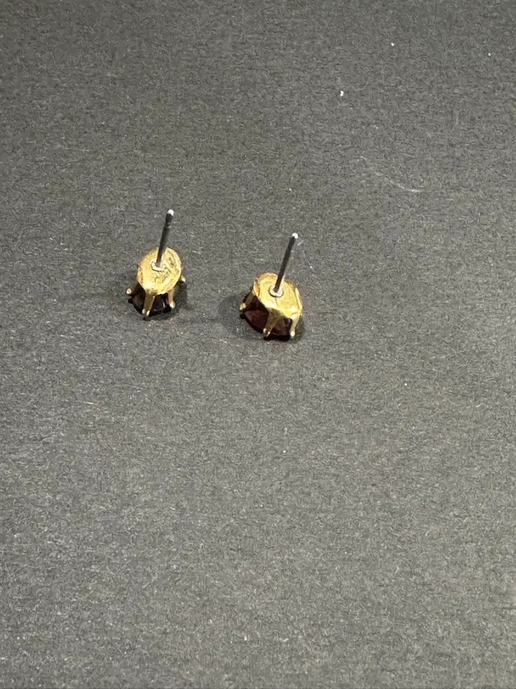 Gold-tone  Red Oval Stud Pierced Earrings