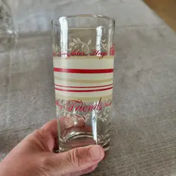 Vintage Libbey Glass Tumbler Striped Family and Friends Drinking Glass