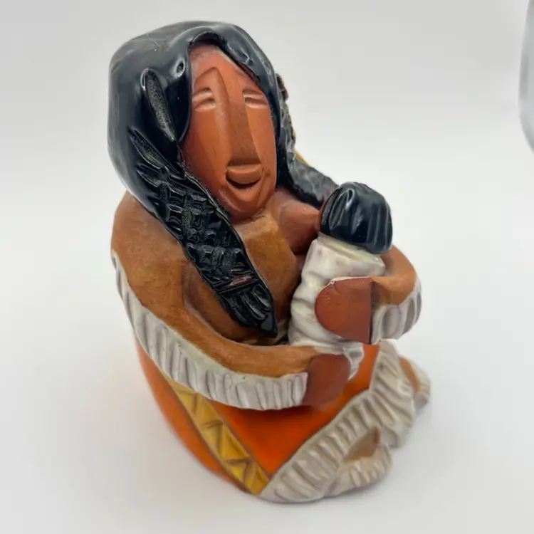 Keena Mohawk Native American Sculpture Indigenous Art Woman Child