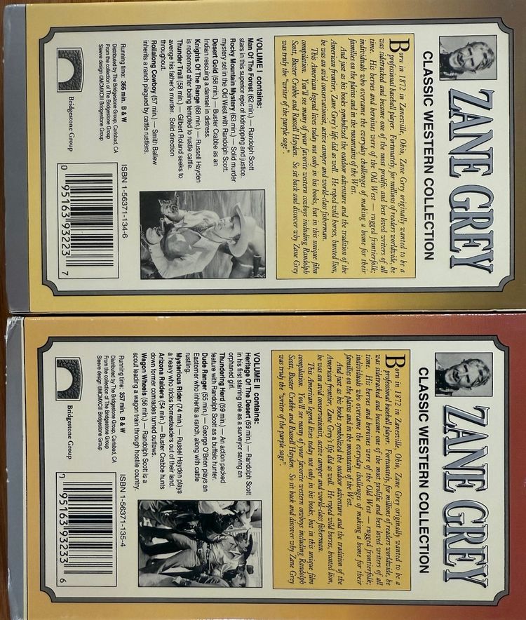 Zane Grey VHS -2