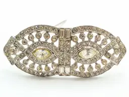 Vintage Silver Tone Rhinestone Brooch Pin Signed