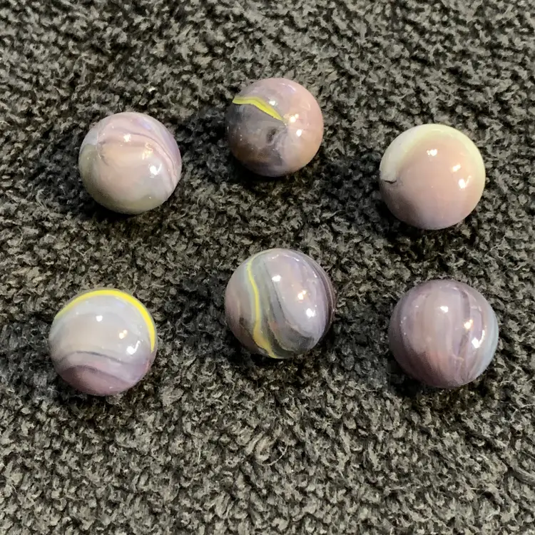 6-Purple Swirl Glass Marbles 5/8"