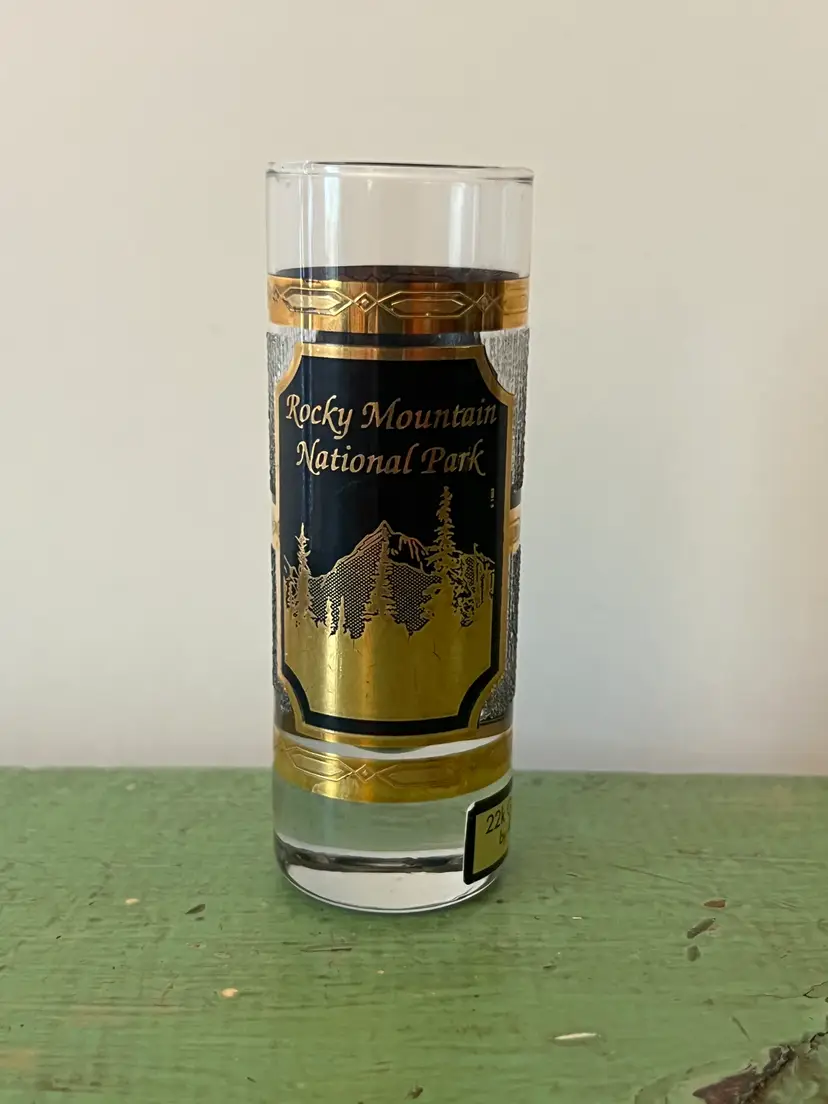 Vintage Culver 22K Gold Shot Glass: Rocky Mountain National Park