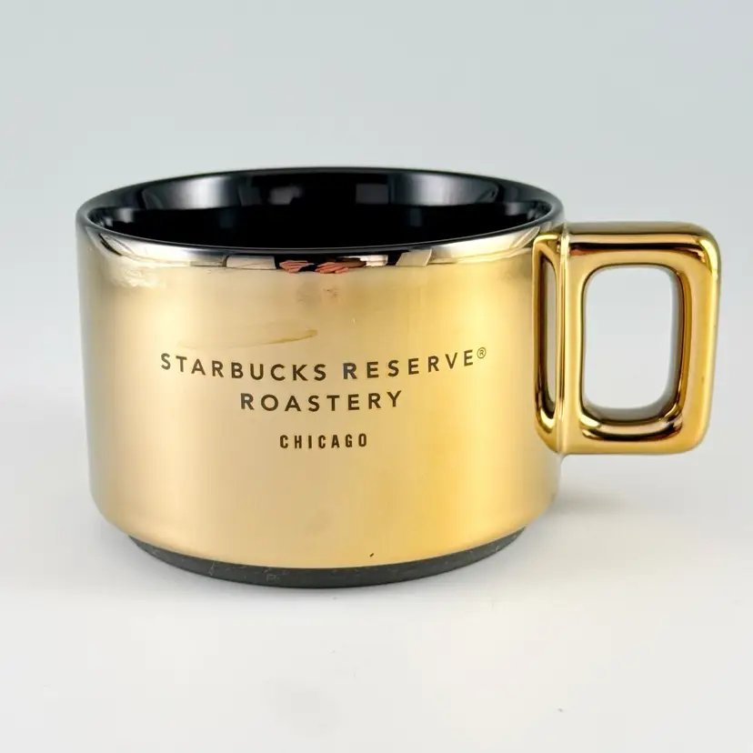 Starbucks Reserve Roastery Chicago Mug, Gold & Black Ceramic Coffee Cup, 10oz 2018