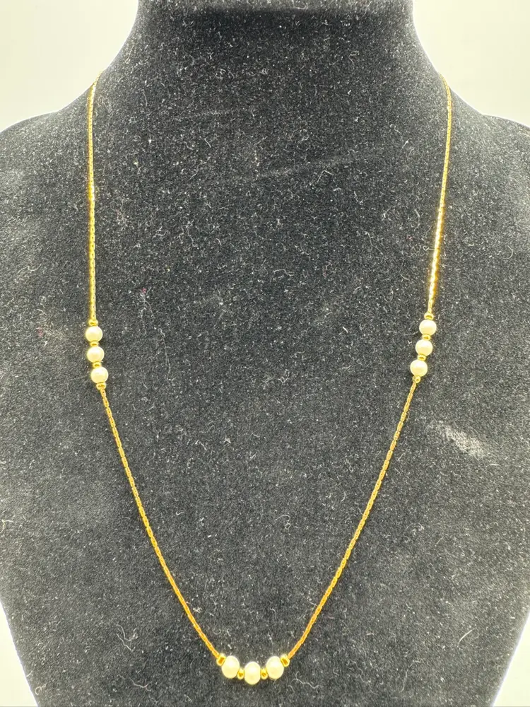 # 59 Vintage Trifari Faux Pearl Gold Tone Necklace