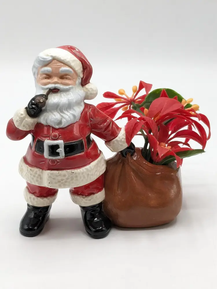 Vintage Holland Mold Ceramic Santa and Toy Bag Figurine