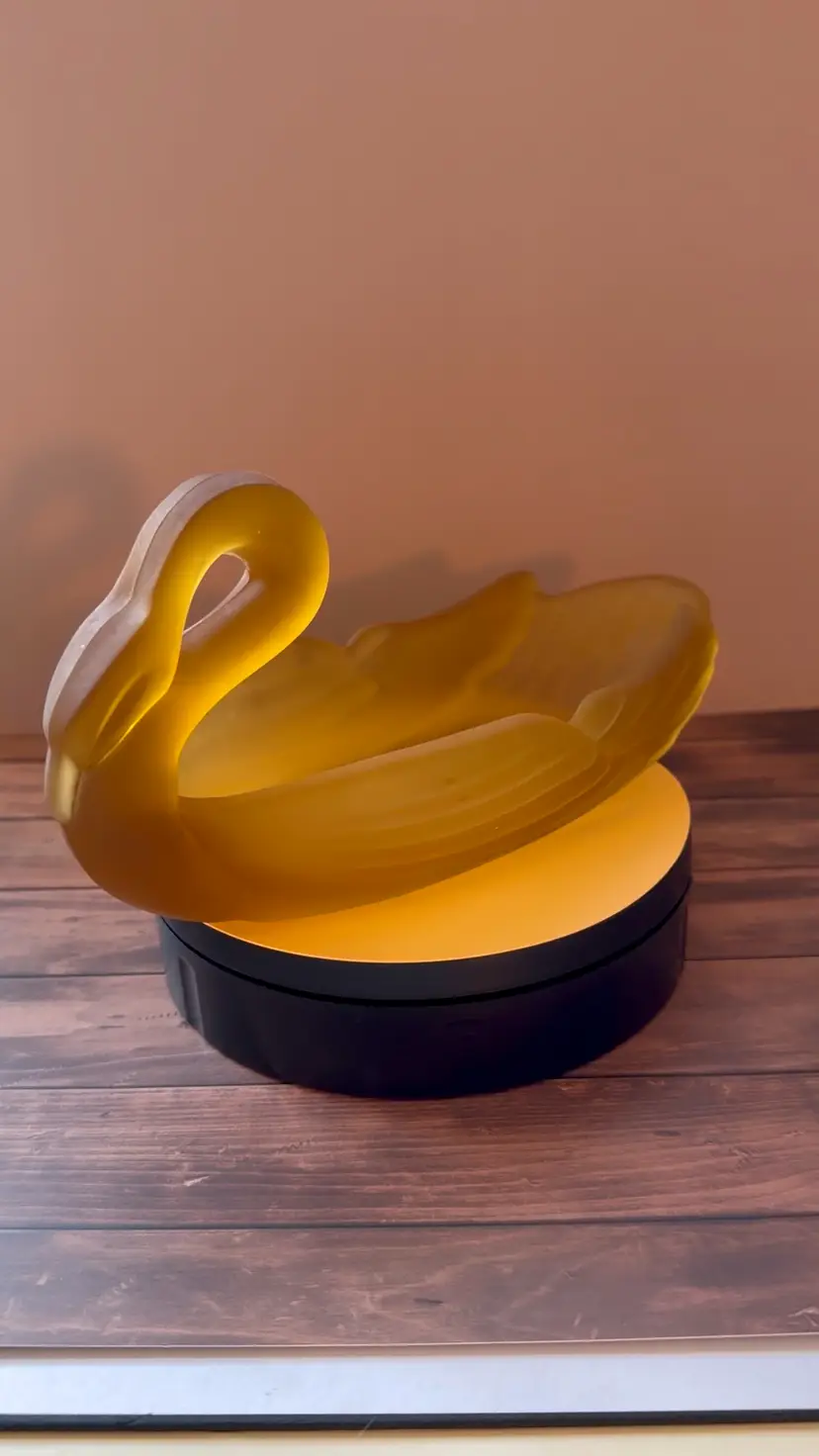 Elegant Art Nouveau Style Amber Glass Swan Trinket Dish