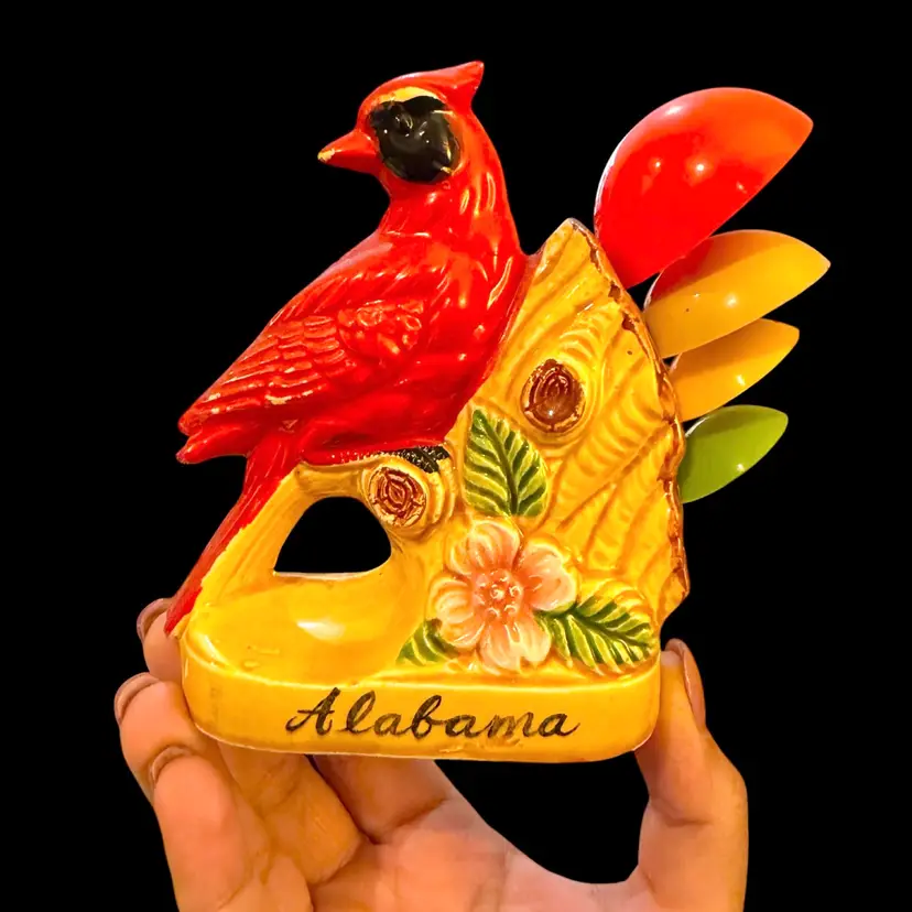 Vintage Alabama Cardinal Measuring Spoons Made in Japan Figural Kitchen Set