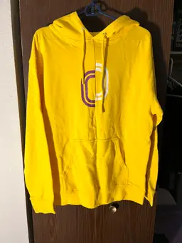 OVERTIME Mens Medium Yellow Purple Logo Pullover Hoodie NEW