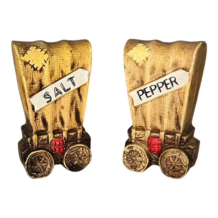 Tall Covered Wagon Vintage Salt & Pepper Shakers – Western Cowboy, Made in Japan