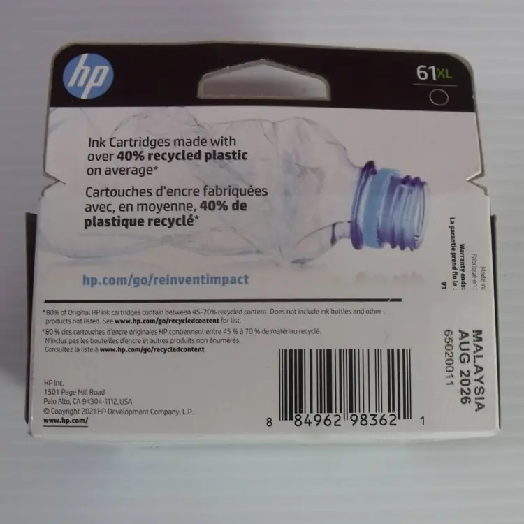 Genuine HP 61XL Black Ink Cartridge In Retail Box Exp 08-2026 New