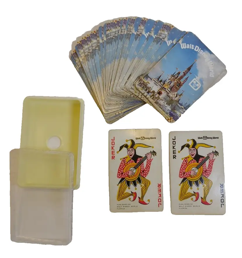Walt Disney World Playing Cards Vintage With Plastic Case Castle View Florida