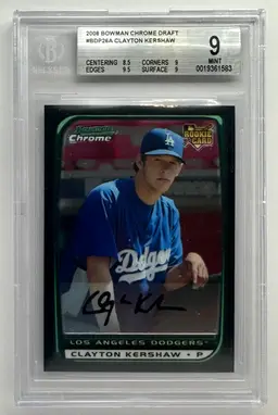 Clayton Kershaw 2008 Bowman Chrome Draft Rookie Card - BGS 9