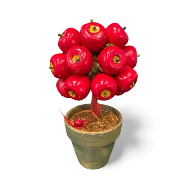 Tall Apple Figurine Topiary Tree In Terracotta Pot