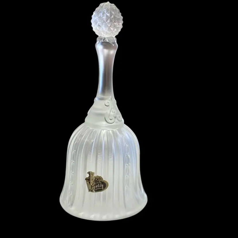 Fenton Frosted Clear Bell Cut Glass Top Vintage 6.75" Tall Beautiful