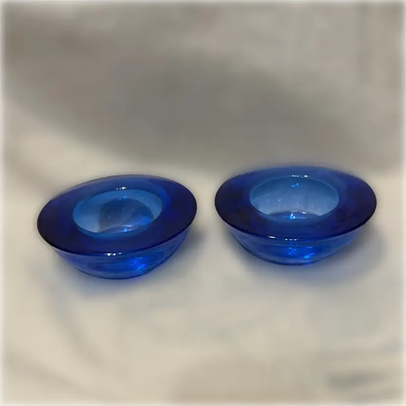 Pair of Cobalt Blue Candleholders - Small Trinket Bowls - 3” in diameter