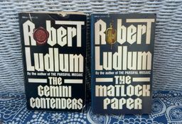 Vintage Lot of 2 Robert Ludlum Novels Dell Paperbacks 1982 'The Gemini Contenders' & 'The Matlock Paper'