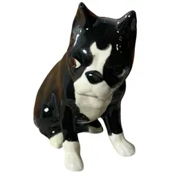 Pre Owned Stunning Ceramic Sitting Bosten Terrier Dog Figurine