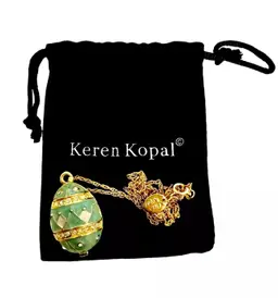 Keren Kopal Light Green 24K Gold Plated Austrian Crystal Egg Pendant Necklace #N-4