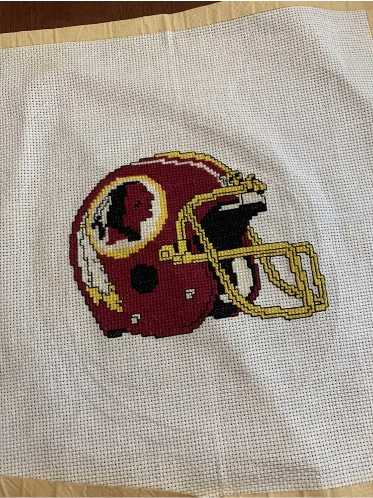 Vintage Washington Handcrafted Cross Stitch Football Helmet NFL Meemaw Grandma
