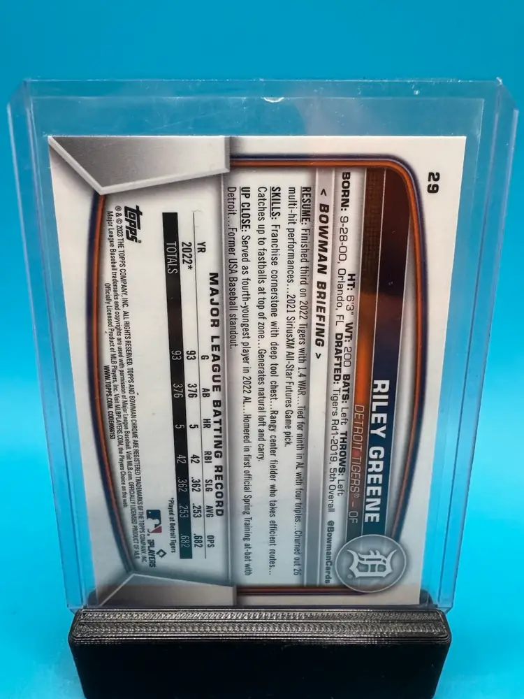 Riley Greene Bowman Sapphire RC Detroit Tigers