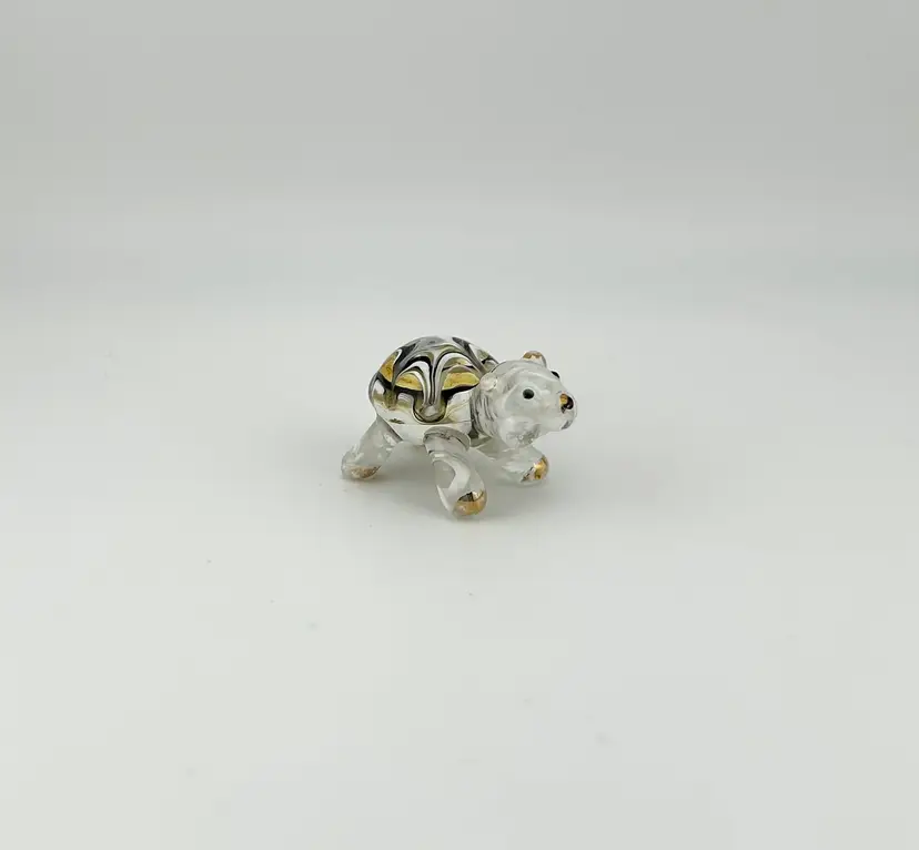 Miniature Glass Bear Figurine 1.75”x 1”x 1”