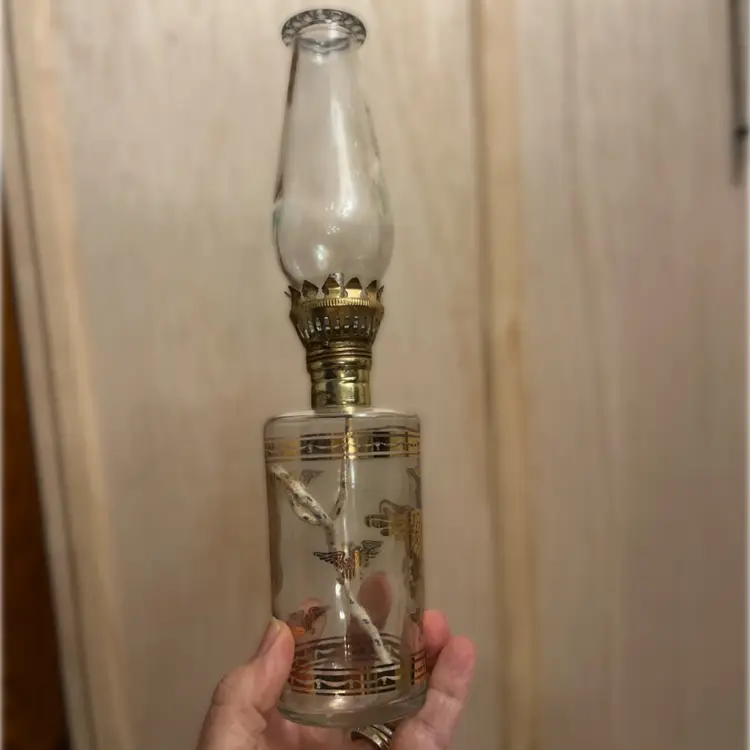 Foster-Forbes Glass Co.- Vintage Mini Eagle Oil Lamp-