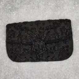 Vtg Neiman Marcus Black Seed bead Clutch  Purse