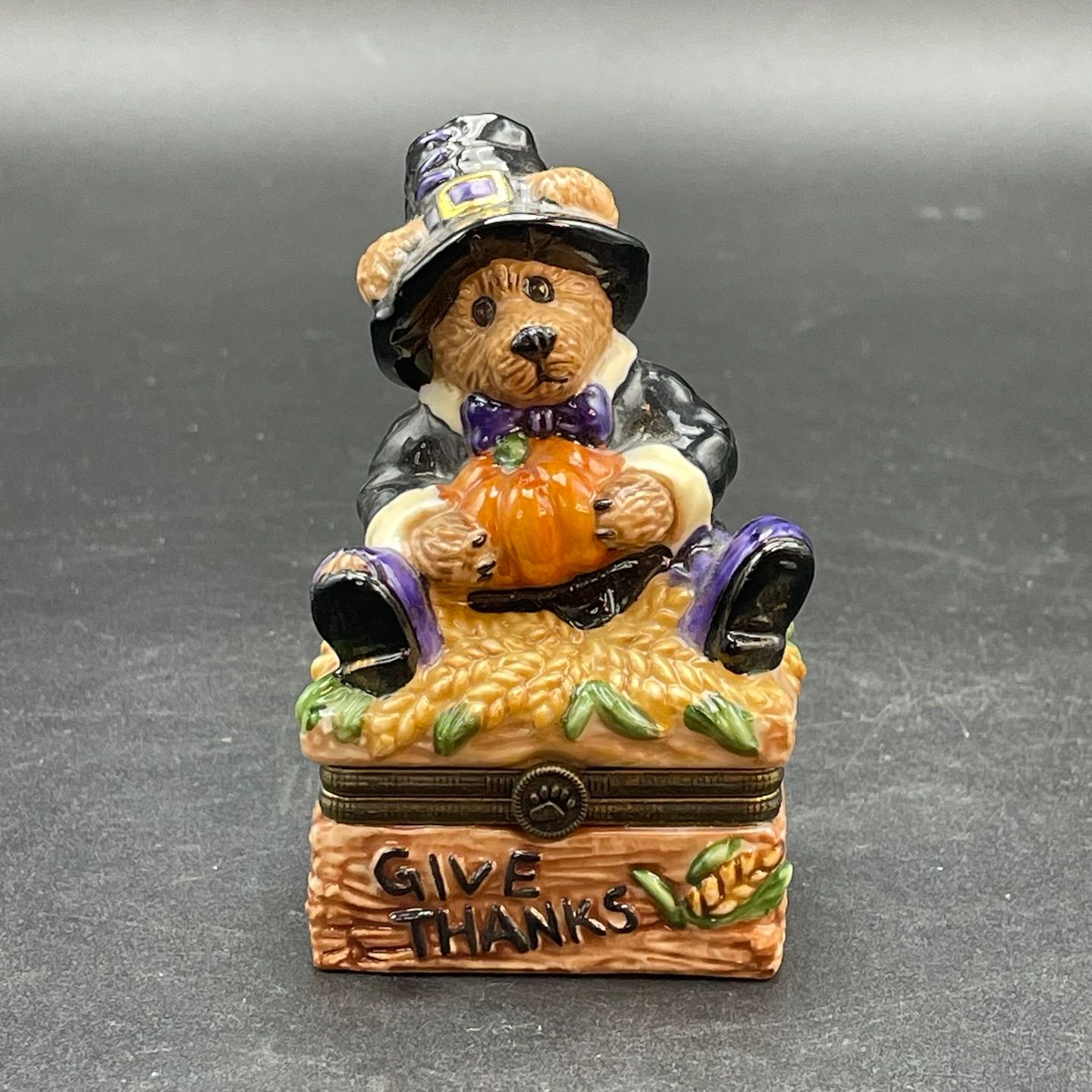 Niknax · Boyds Bears Thanksgiving Bear Trinket Box VTG Miles Give