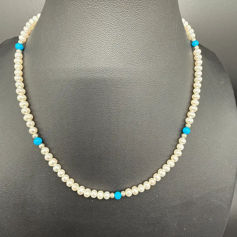 Freshwater Pearls And 925 Sterling Silver 17” Choker Necklace