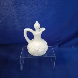 #104  Westmoreland Milk Glass Cruet "Old Quilt" Pattern VTG