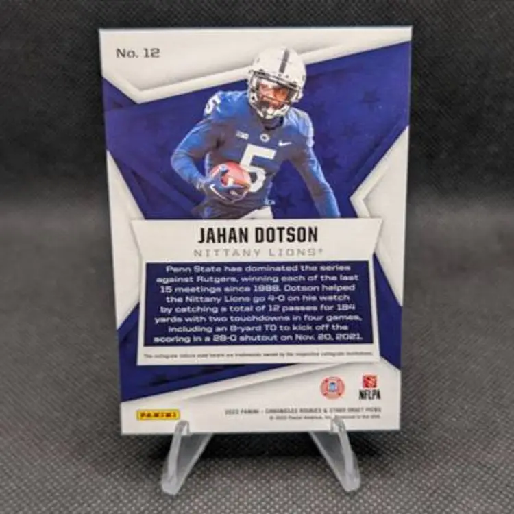 Jahan Dotson 2022 Panini Chronicles Rookies & Stars Draft Picks Rookie Card RC #12 - Penn State Nittany Lions