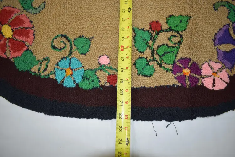 Vintage Handmade Woven Oval Floral Rug