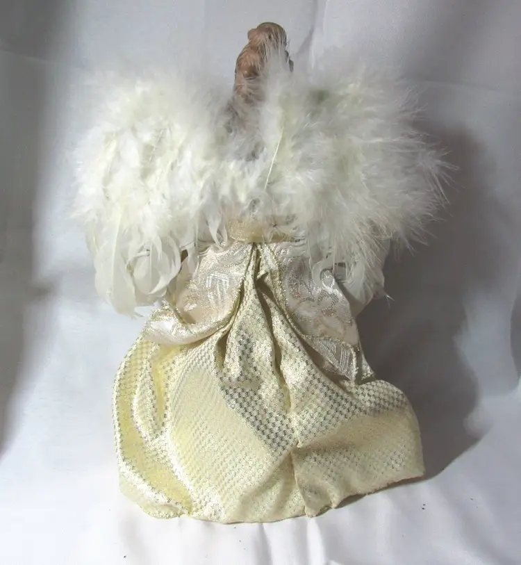 Vtg Porcelain Angel Christmas Tree Topper 12"