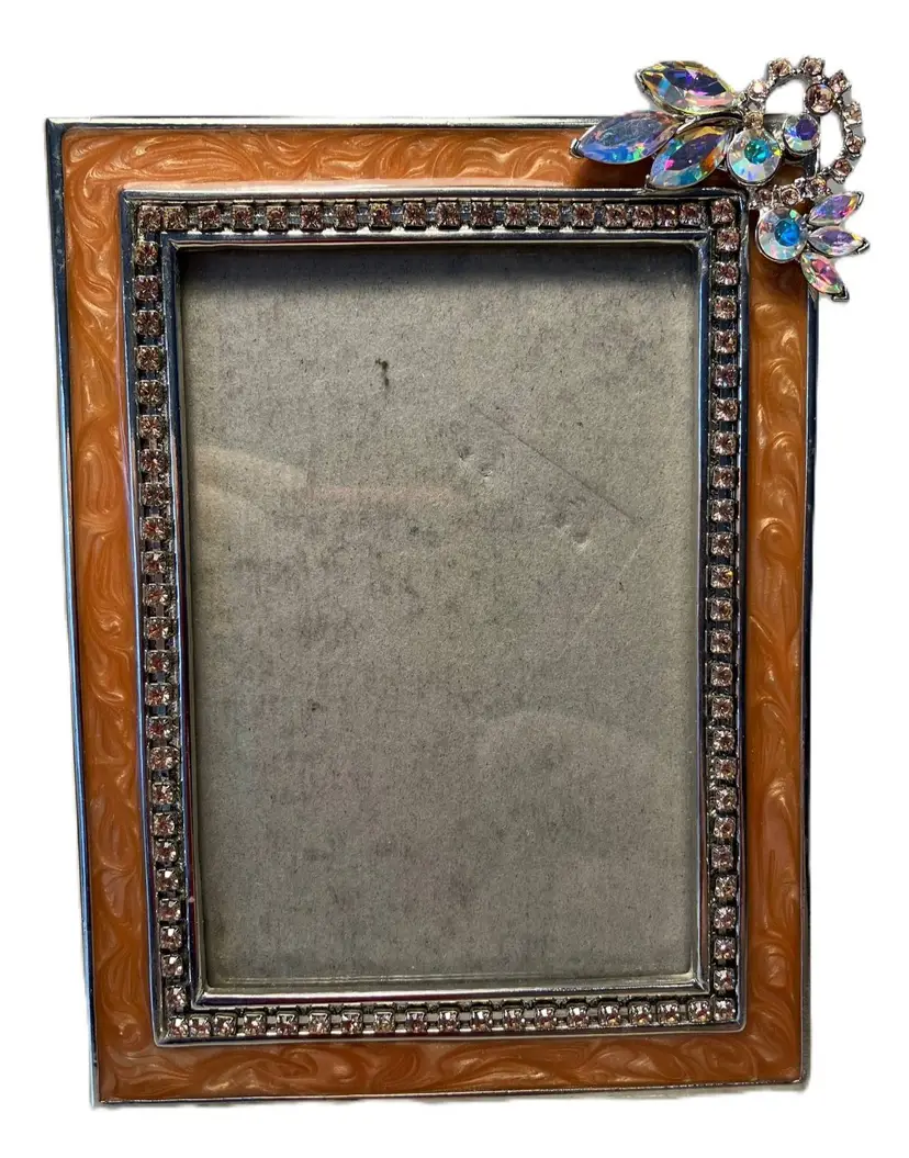 Vintage DSG Pink Peach Tabletop Picture Frame with Crystals