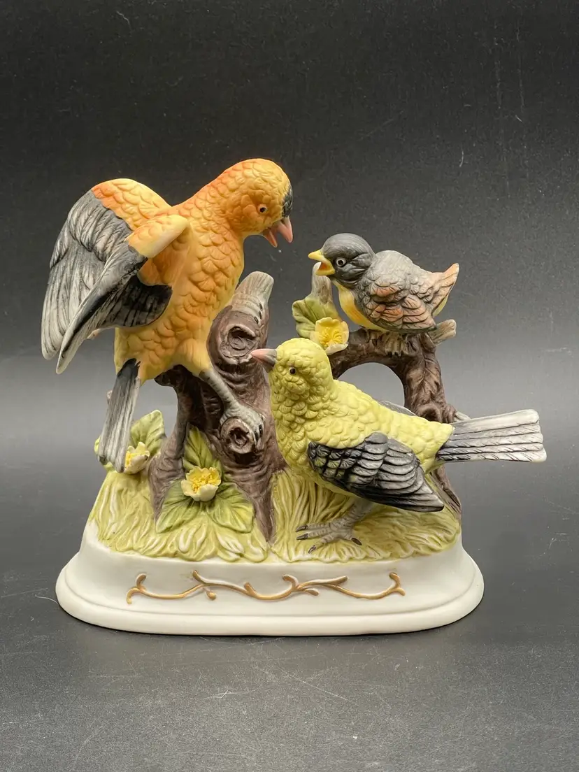 Vintage Ceramic Goldfinch Bird Family No Chips