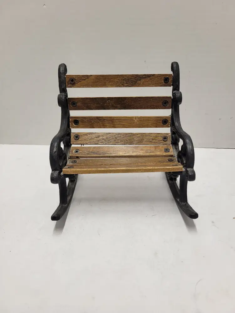 Vintage Doll  Park Bench Wood & Wrought Cast Iron