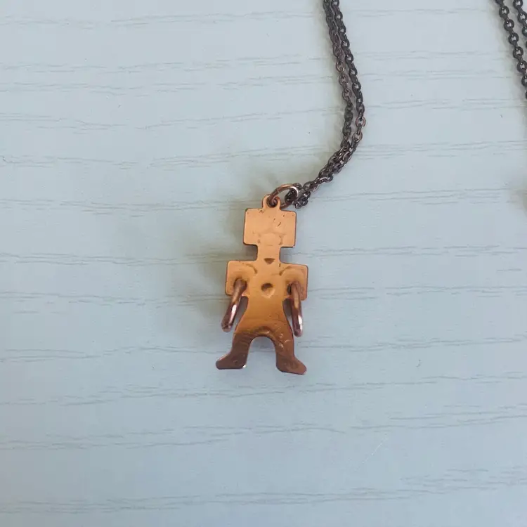 Vintage Copper Hoop Dancer Kachina Necklace Native American 18 Inch Chain