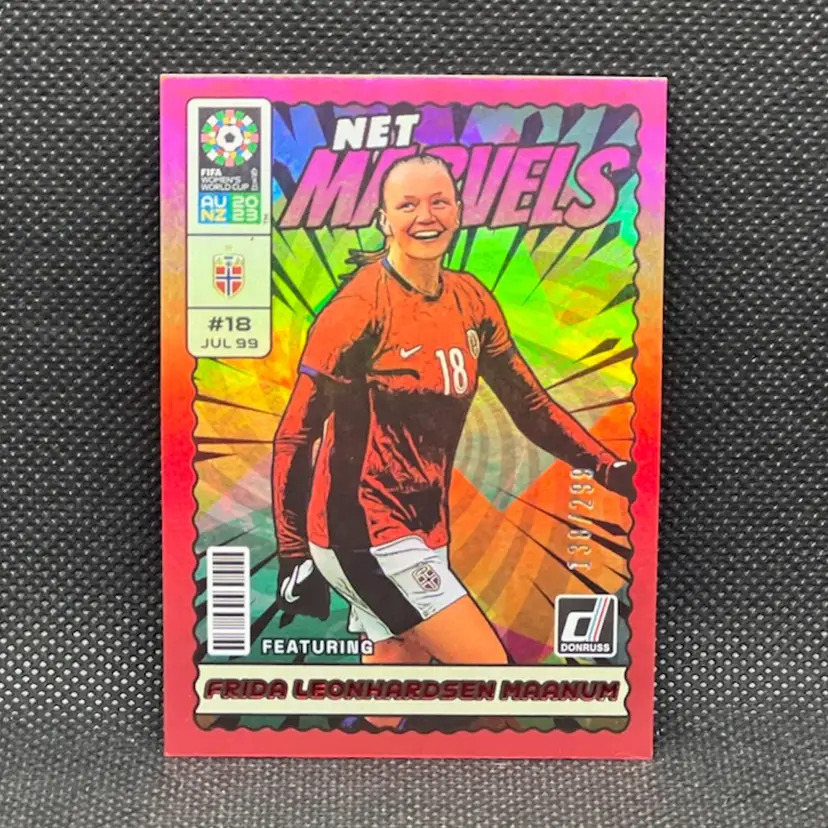 Frida Maanum 2023 Donruss Women’s World Net Marvels Red /299 Norway Soccer Card