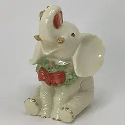 Lenox Yuletide Christmas Little Elephant With Wreath And Package Holiday Gift