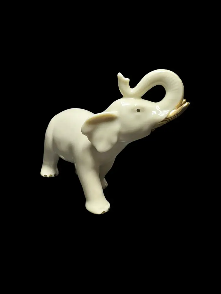 Lenox Small Elephant Figurine Ivory White With Gold Trim Excellent Condition