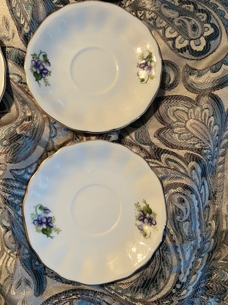 Set of 6 Vintage Nippon Purple Violet tea plates Japan