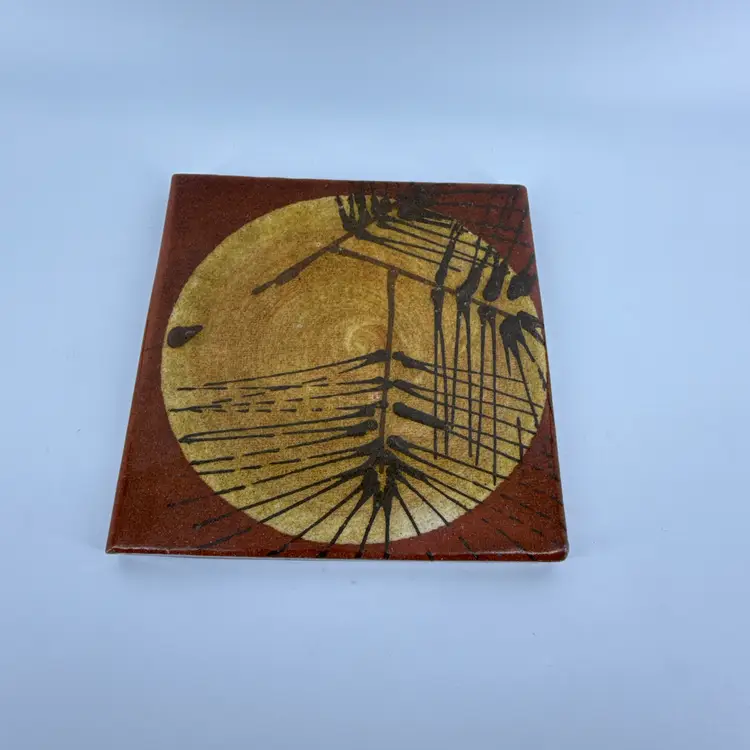 Signed Heavy Terracotta 6.5"x6.5" Decorative Trivet Tile Wall Art