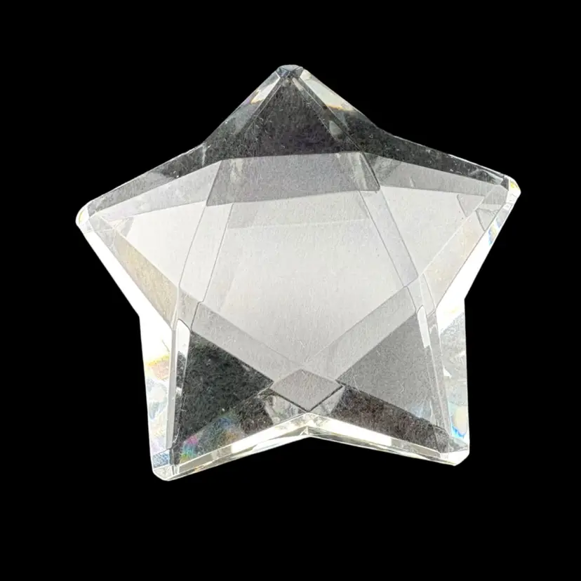 Vintage Crystal Star Paperweight 3” x 3”