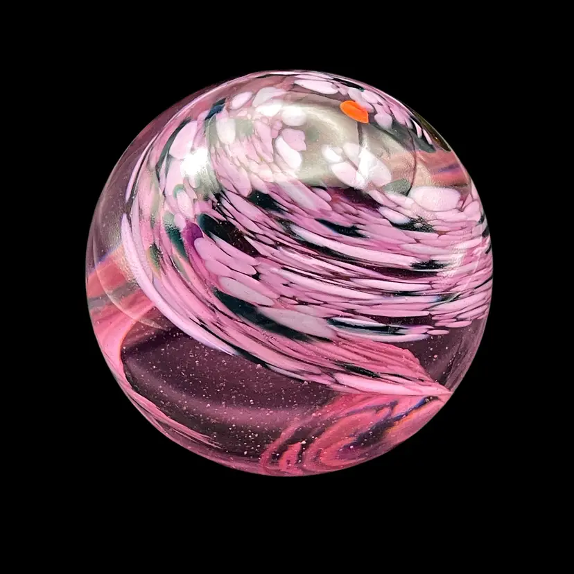 1994 Fred Wilkerson Pink Purple Swirl Splatter Confetti Paperweight READ