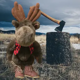 Hallmark Lumberjack Moose Stuffed Animal Plush w/Red Plaid Vest/Boots 16" Tall