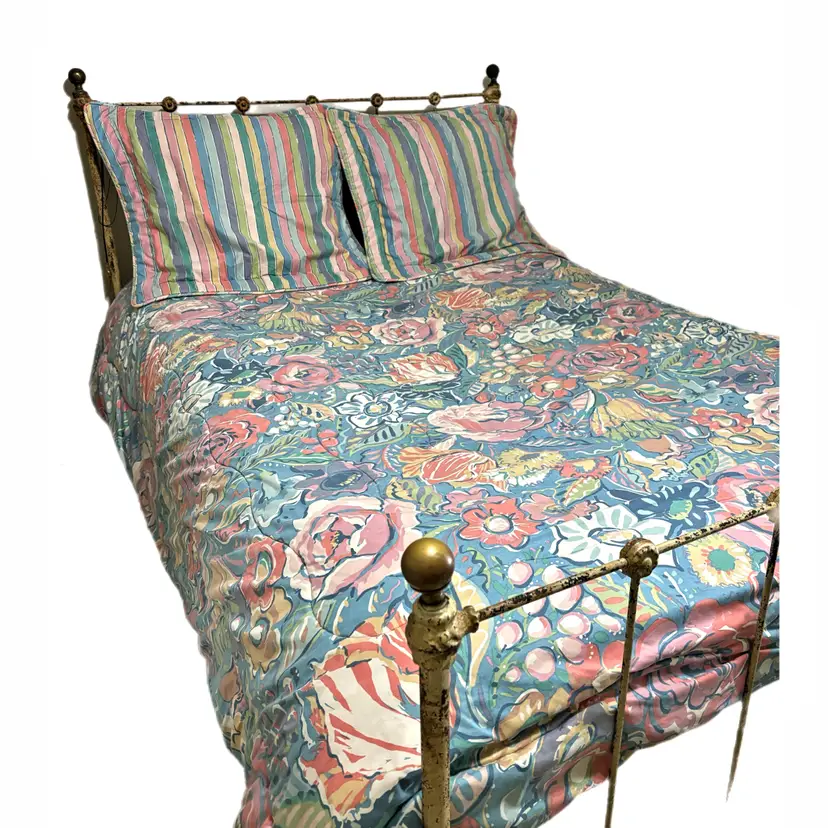 Collier Campbell Tambourine Comforter Set Reversible Full Queen 80s Floral Vintage